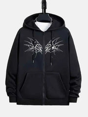 Men's Gothic Printed Zipper Hoodie Street Hoodie