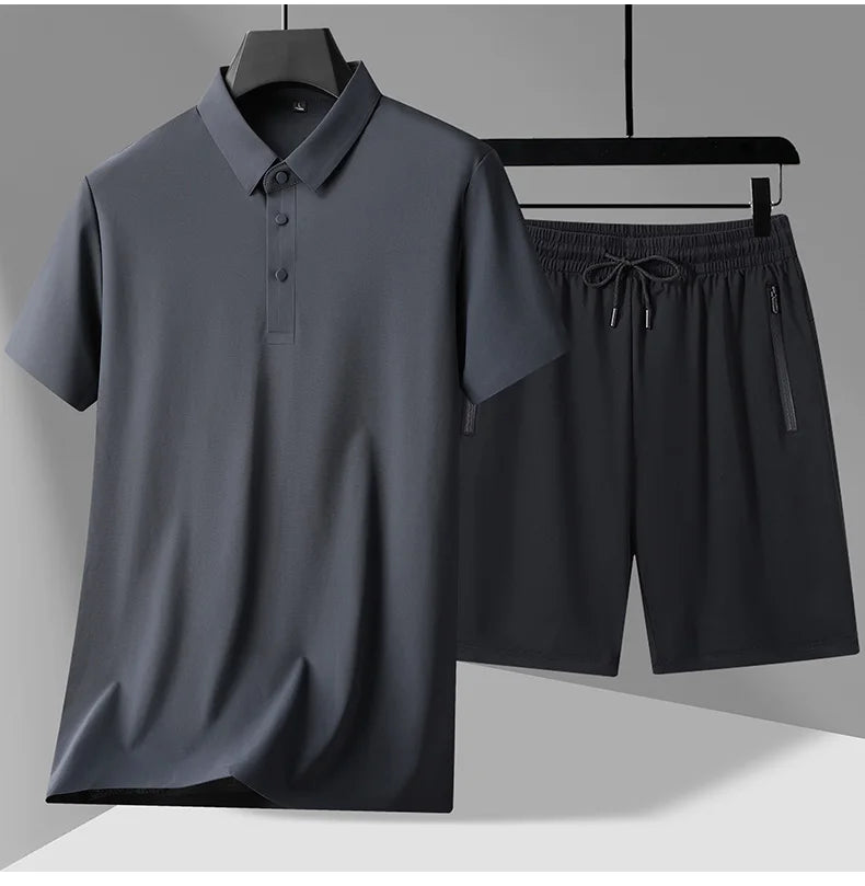 polo Shirts + shorts 2024 summer new style fashion Sportswear Men's Casual Sets Male Fashion shirts and shorts full size M-4XL