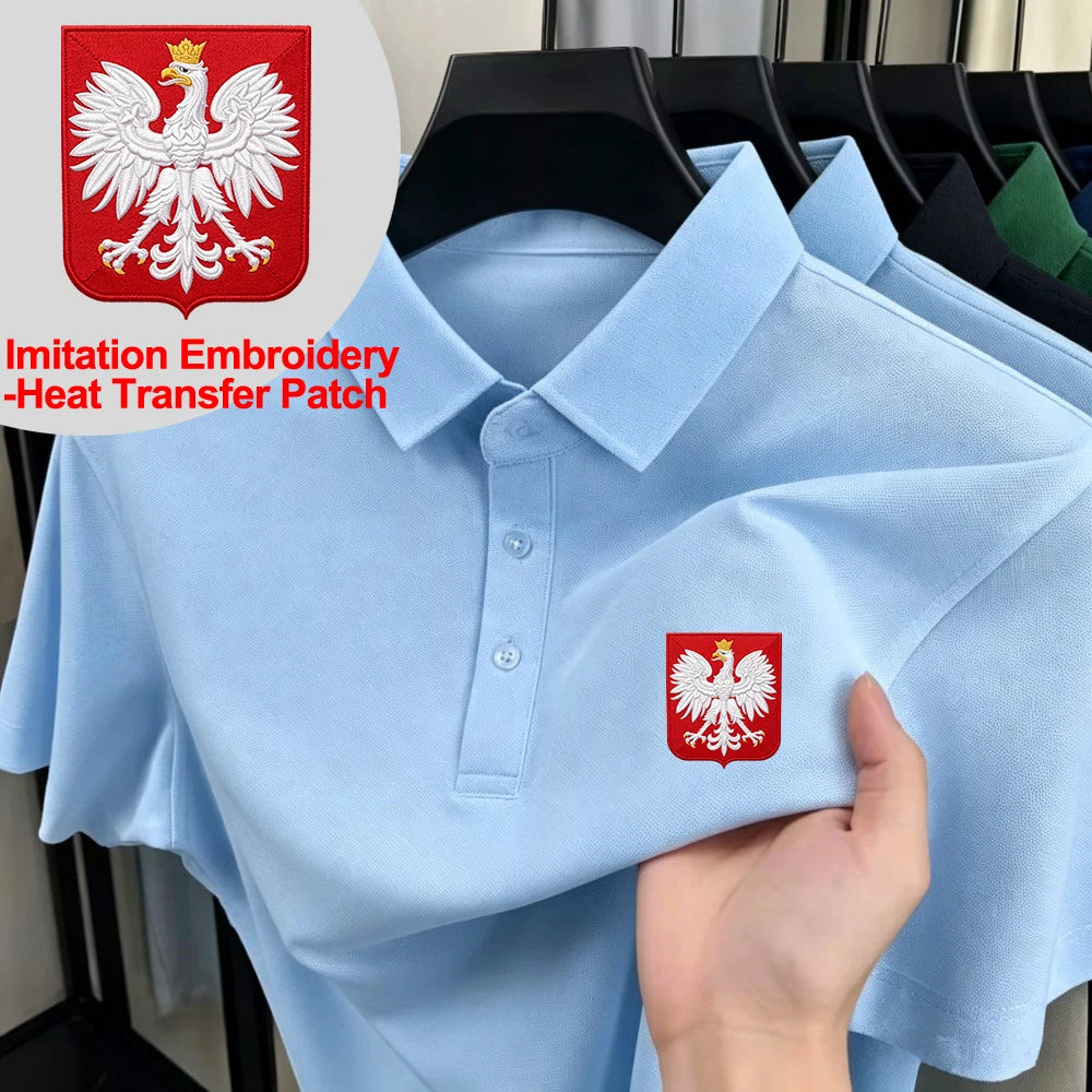 Poland Coat Of Arms Print Polo Shirt Mens Casual Breathable Lapel Tops Basic Short Sleeve T-Shirts Summer Commuting Male Clothes