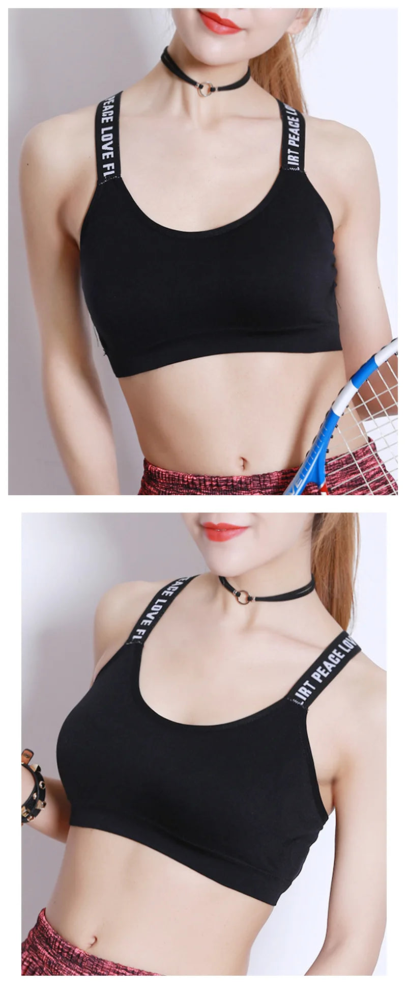 40-65Kg Sexy Bra Top Women Sports Bras Letters Straps Gym Yoga Female Pad Sportswear Tank Top Sport Push Up Bralette