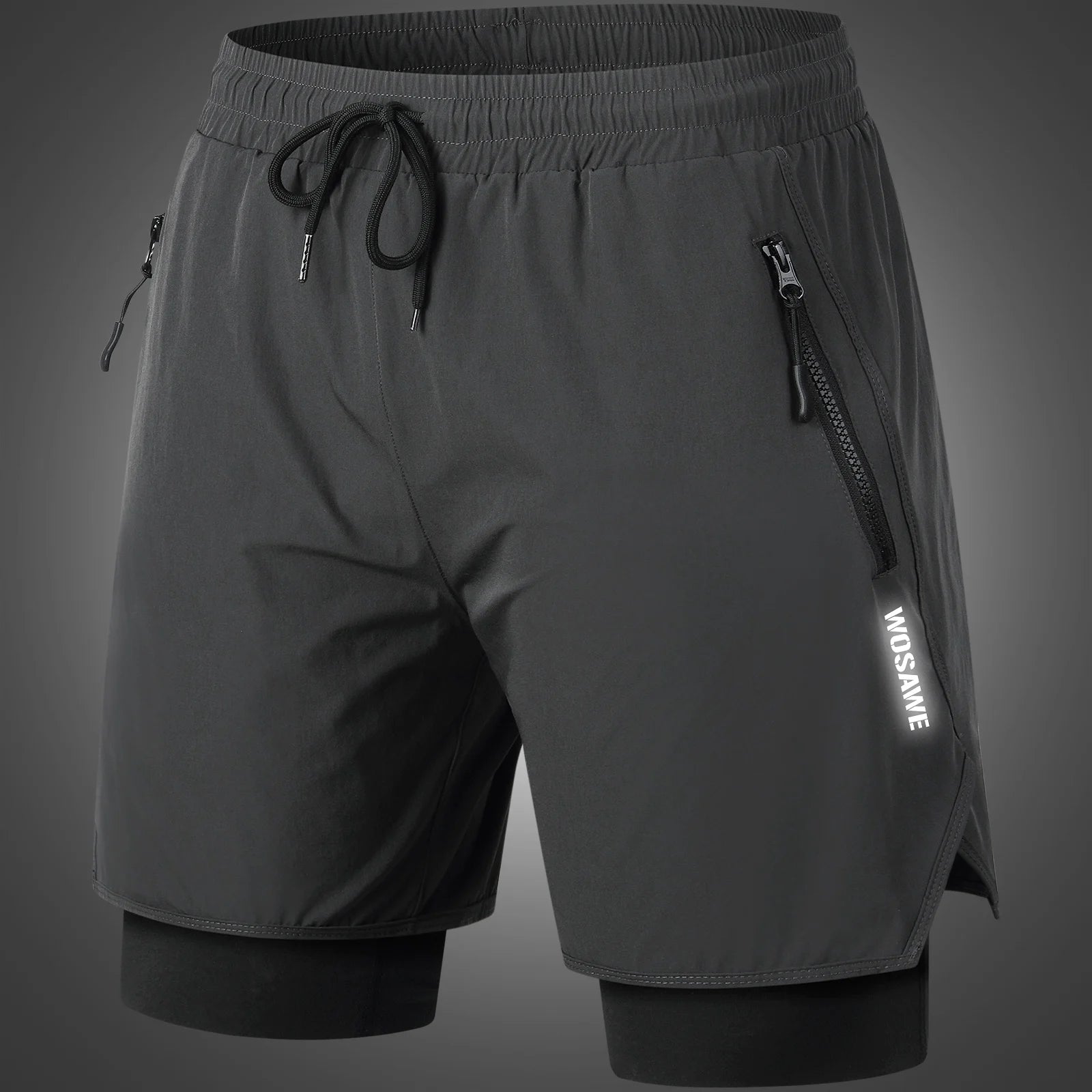 WOSAWE MTB Shorts Summer Men Cycling Shorts 2 in 1 Mountain Bike Padded Shorts Double Layer Downhill Bike Quick Dry Short Pants