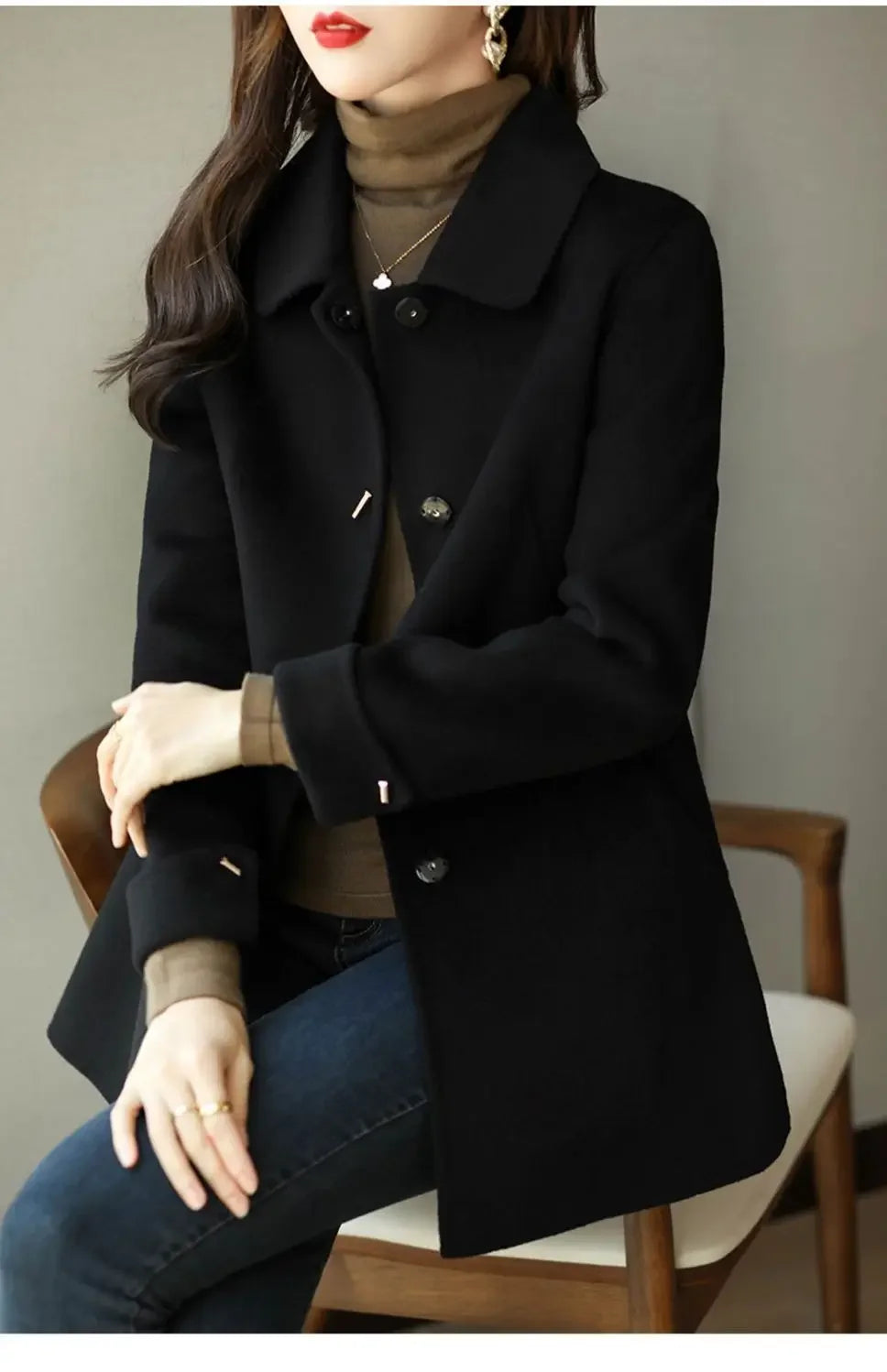 Minimalist French Wool Blend Coat