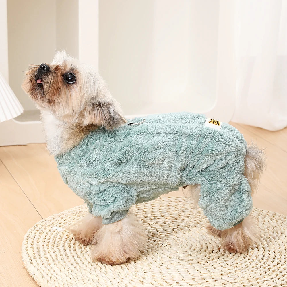 Pet Dog Clothes Cozy Soft Fleece Puppy Cat Jumpsuit For Small Medium Dogs Cats Winter Warm Clothes With Elasicity Yorkshire Pug