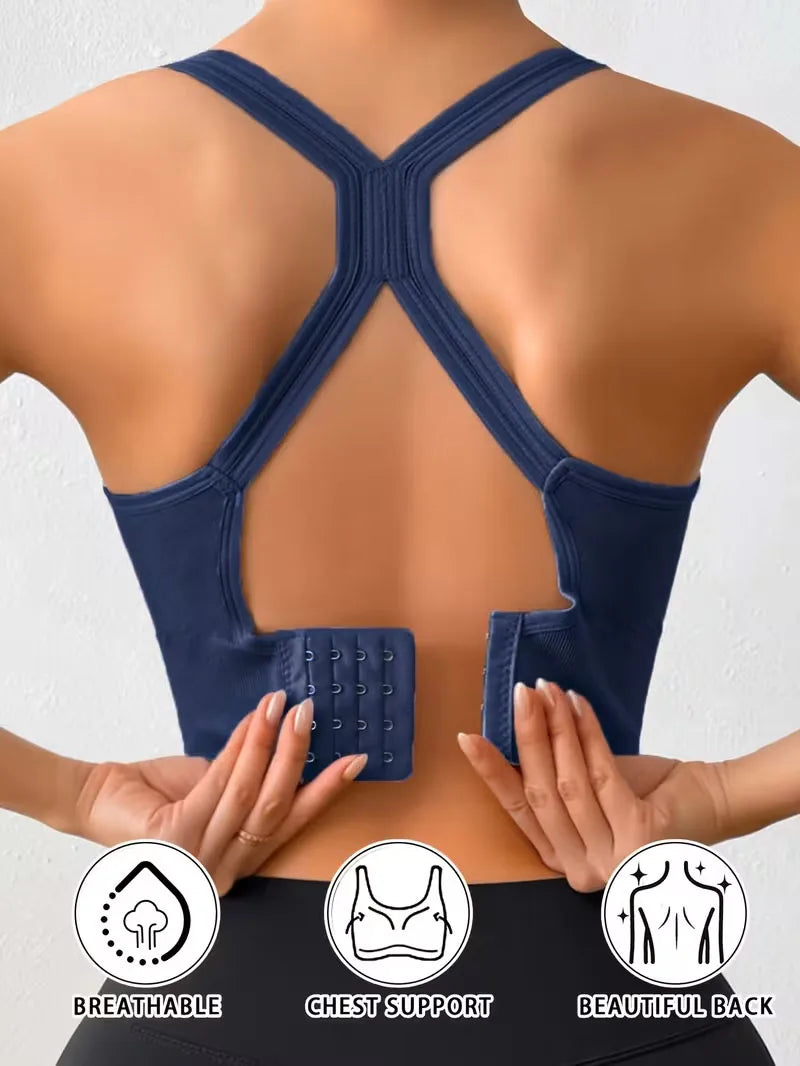 Women'S Sports Bra Without Underwire,with Cross Straps And Padding,for Yoga,Running,Fitness Activities