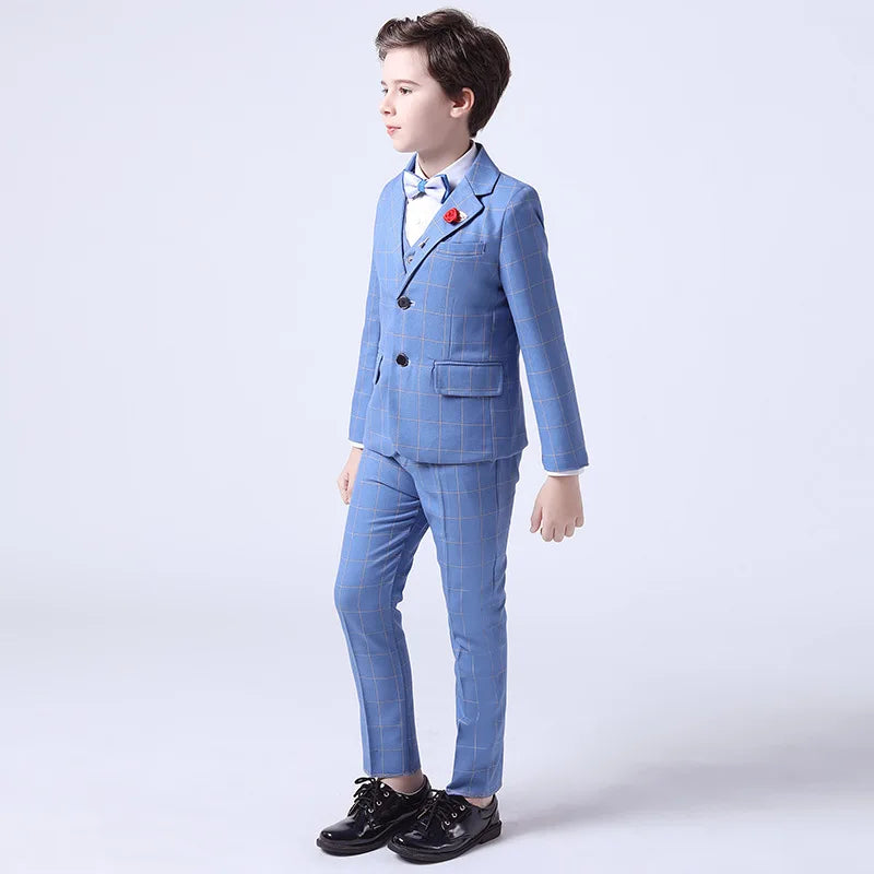 Formal Kids Plaid Tuxedo Suit