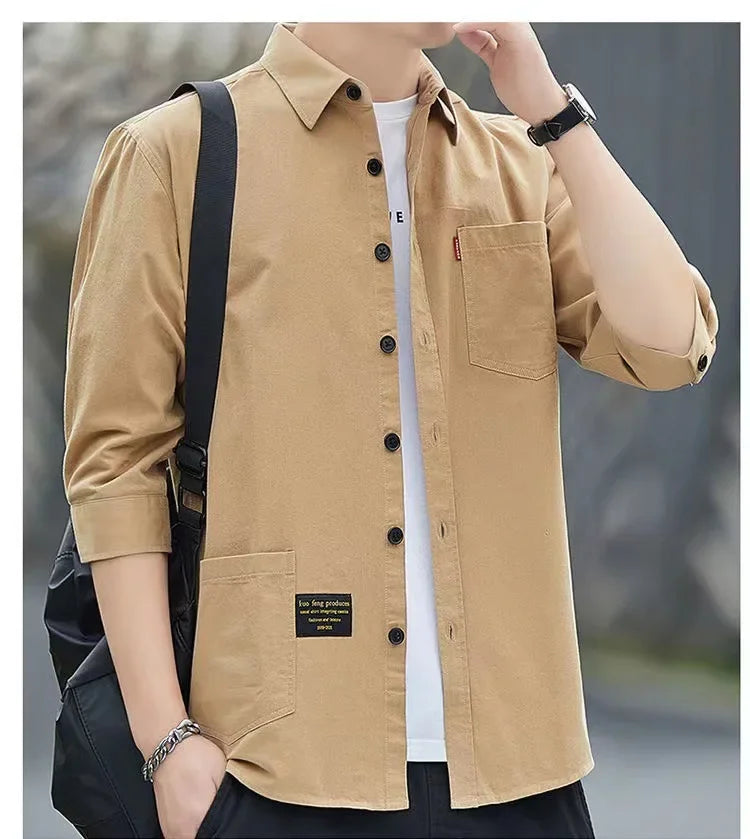 Summer Casual Solid Shirt Men