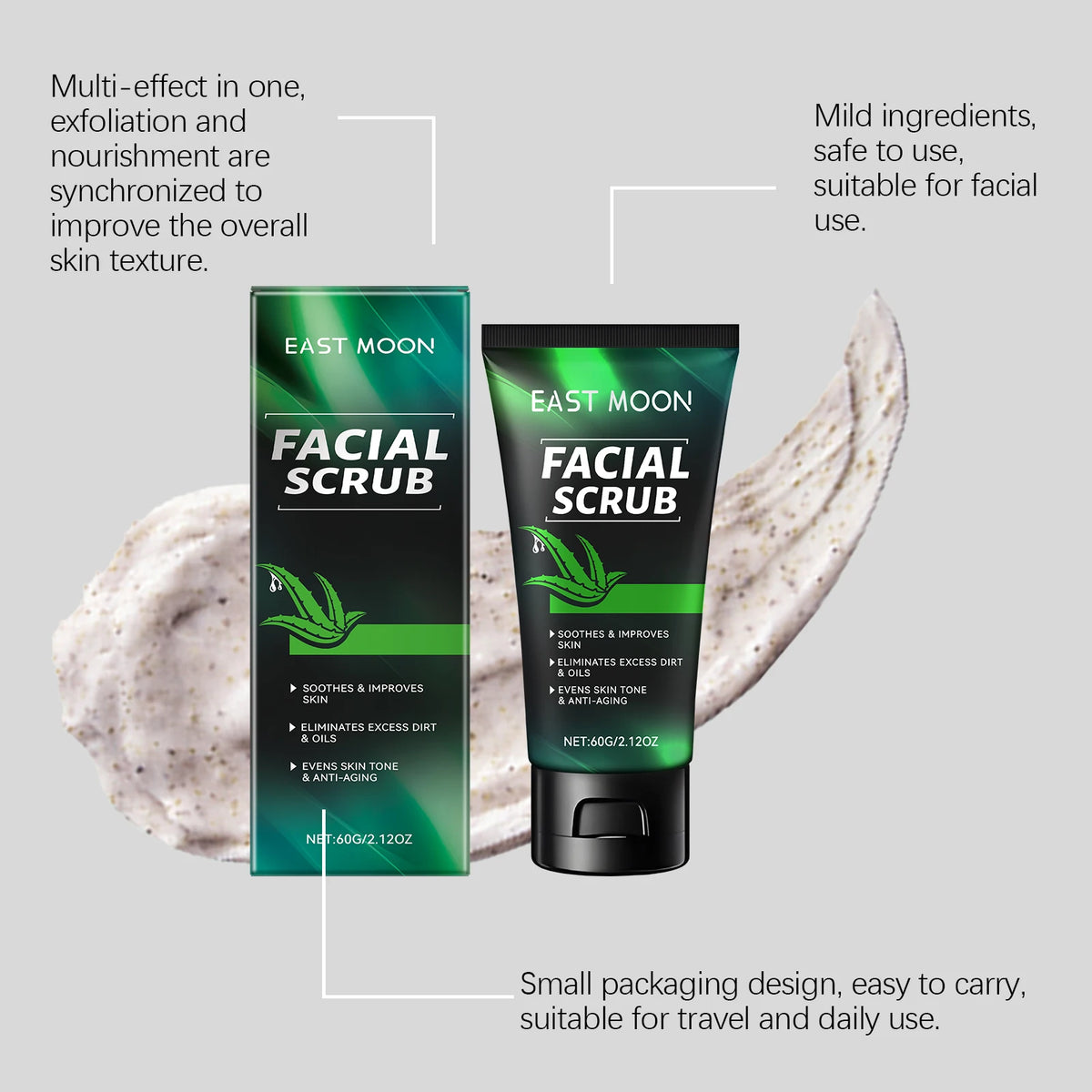 Men's Deep Cleansing Facial Scrub Non-Tight Exfoliating Skin Refreshing Face Care for Men