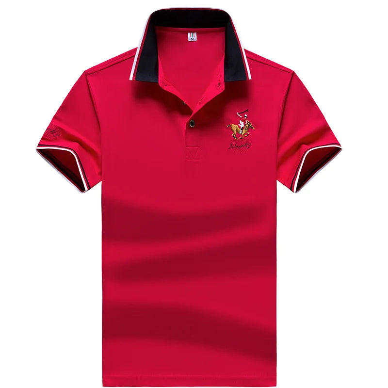 Polo Shirt Men Summer New Men's Short-Sleeved Polo Shirt Mens Embroidery Synthetic Fiber Fabric Youth Casual Business Polo Shirt