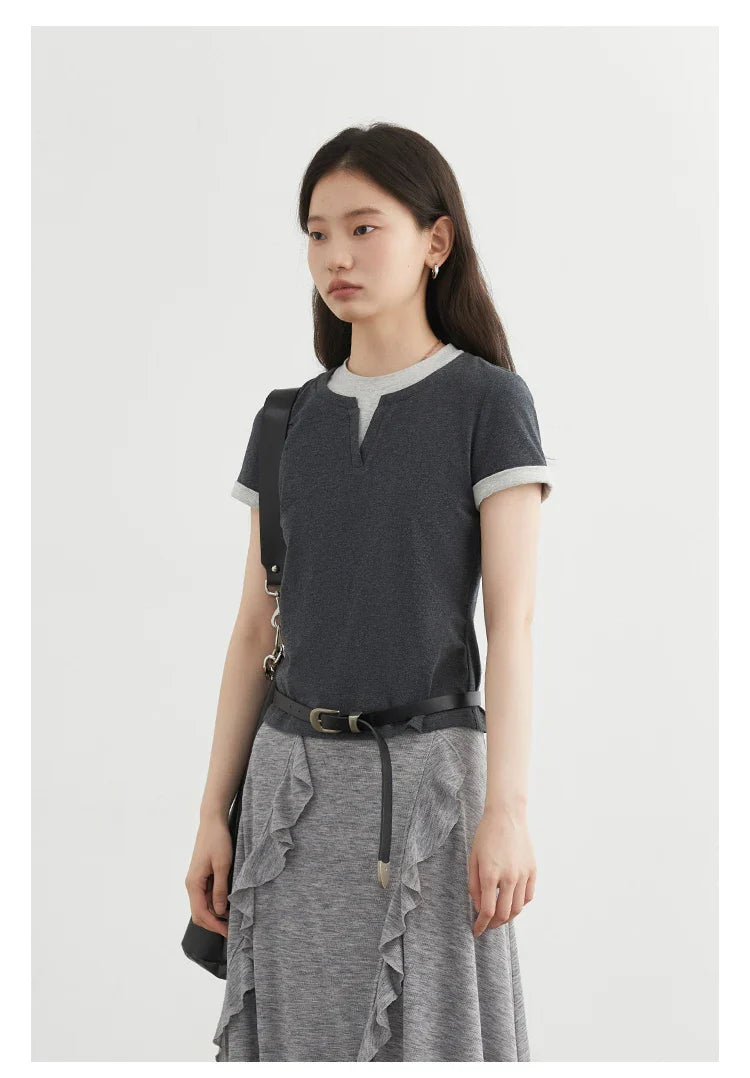 Color Contrast Patchwork Sport Tee