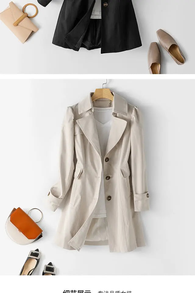 Slim Double Breasted Long Trench