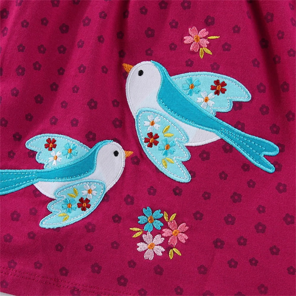 Dinosaur Embroidered Summer Girls Dress