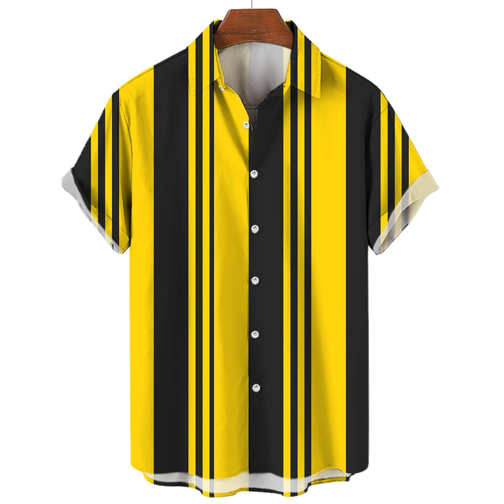 Striped Hawaiian Casual Shirt Men