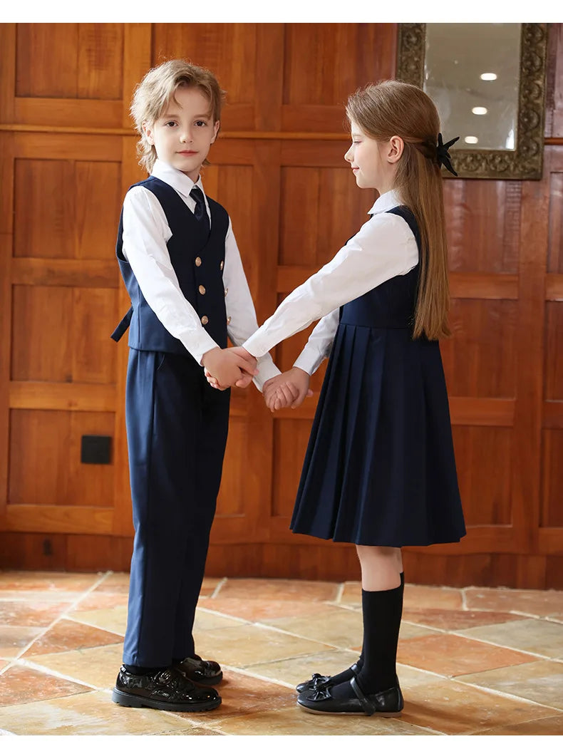 British Style Kids Vest Suit