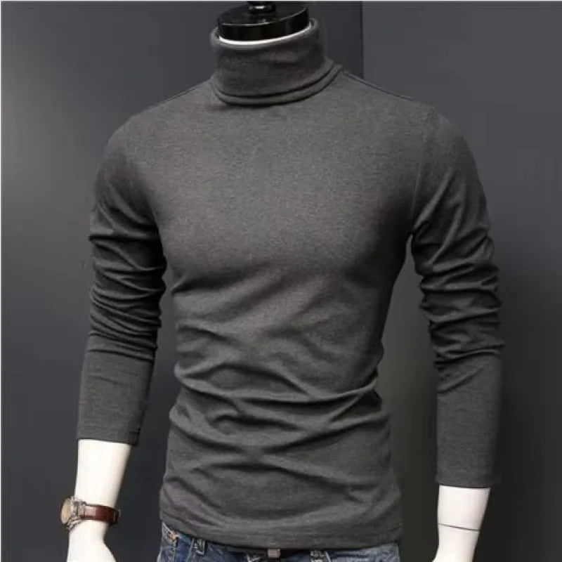 Slim Black Turtleneck Tee Men