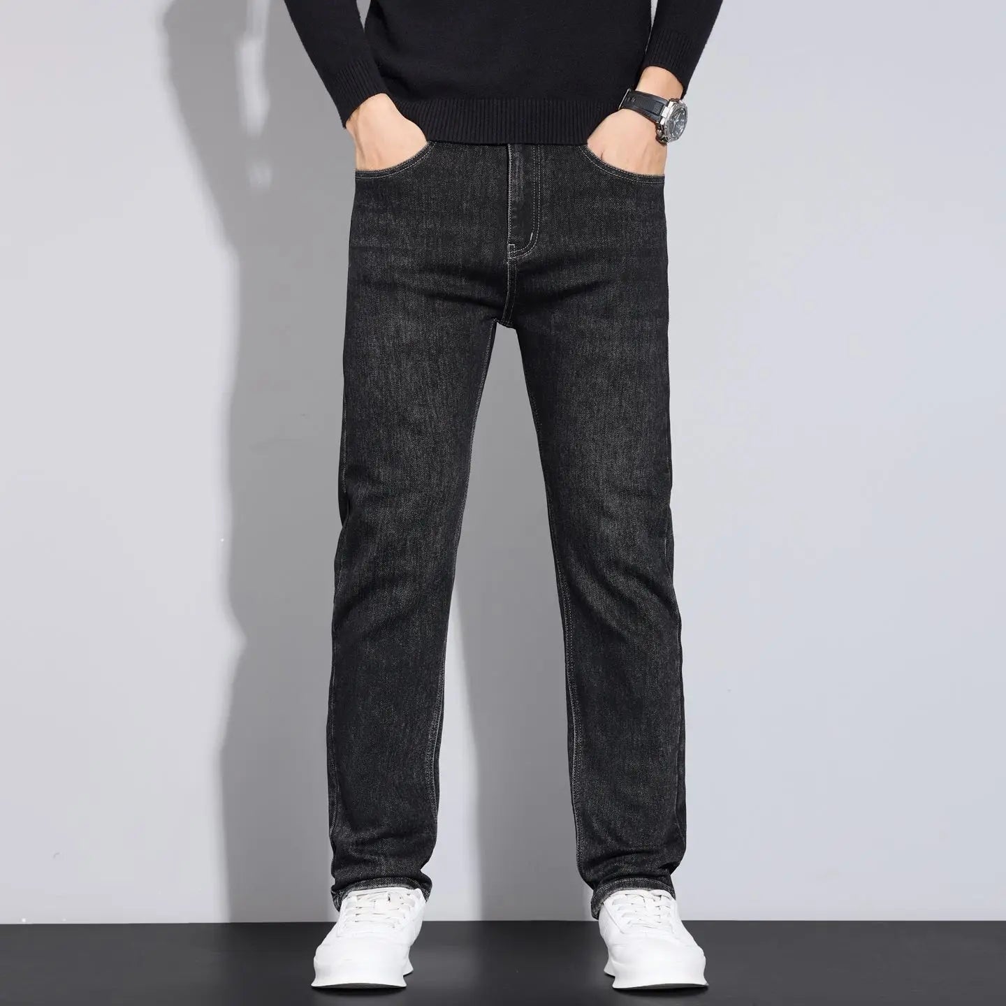 JEAN2026 Autumn/Winter New Men's Casual Pants, High-Quality Business Formal Sportswear Jeans, Straight-Leg Stretch Long Pants