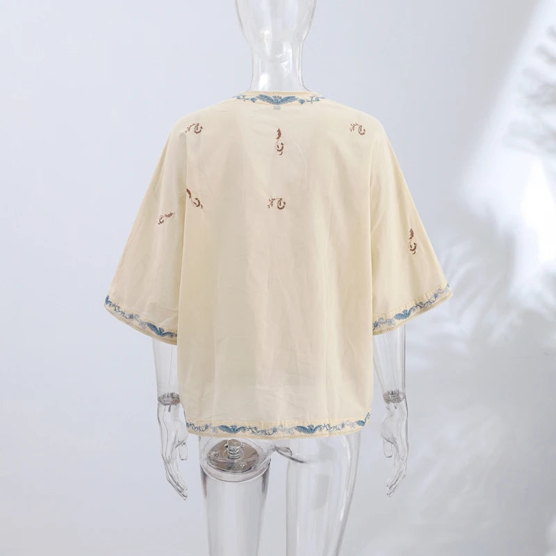 Casual Print Top Shorts Women Set Holidays V-neck Long Flare Sleeve Blouse Wide Leg Short Pants 2026 Summer Autumn Lady Outfit
