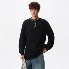 Korean Button Knit Pullover