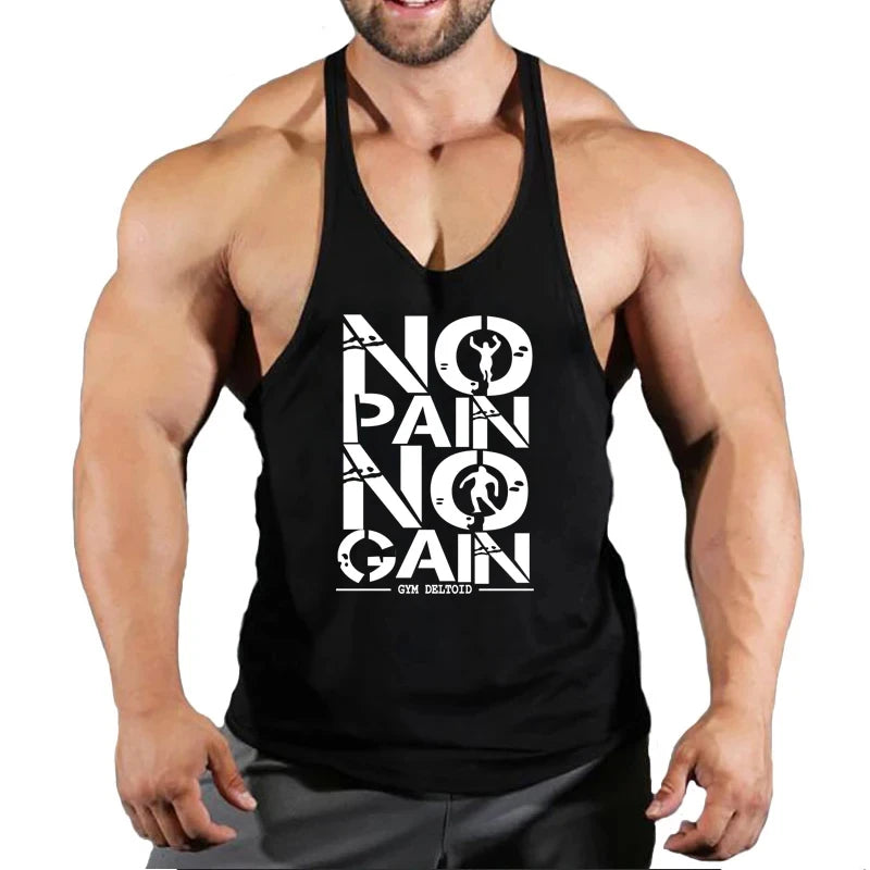 Gym T-shirts Muscle Men's Clothes Workout Fitness Shirt Singlets Tank Top Vest Man Sportswear Muscular Bodybuilding Stringer