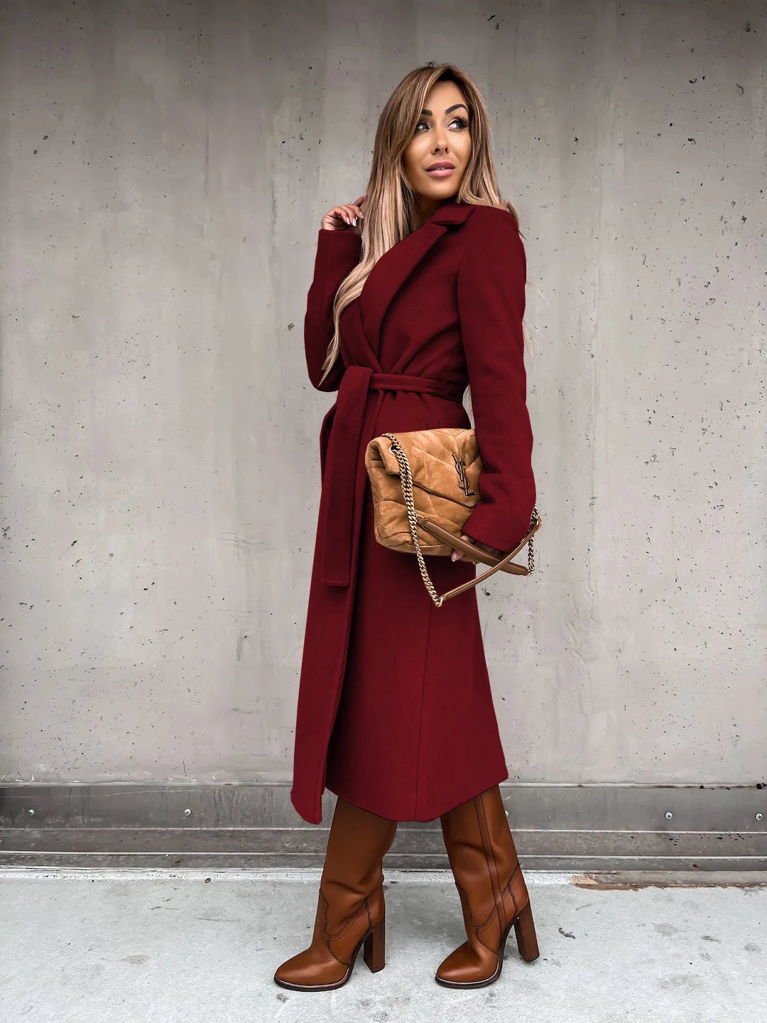 European and American Autumn and Winter Coats for Women's Clothing Solid Color Lapel Long Sleeved Woolen Women's Coats Simple St
