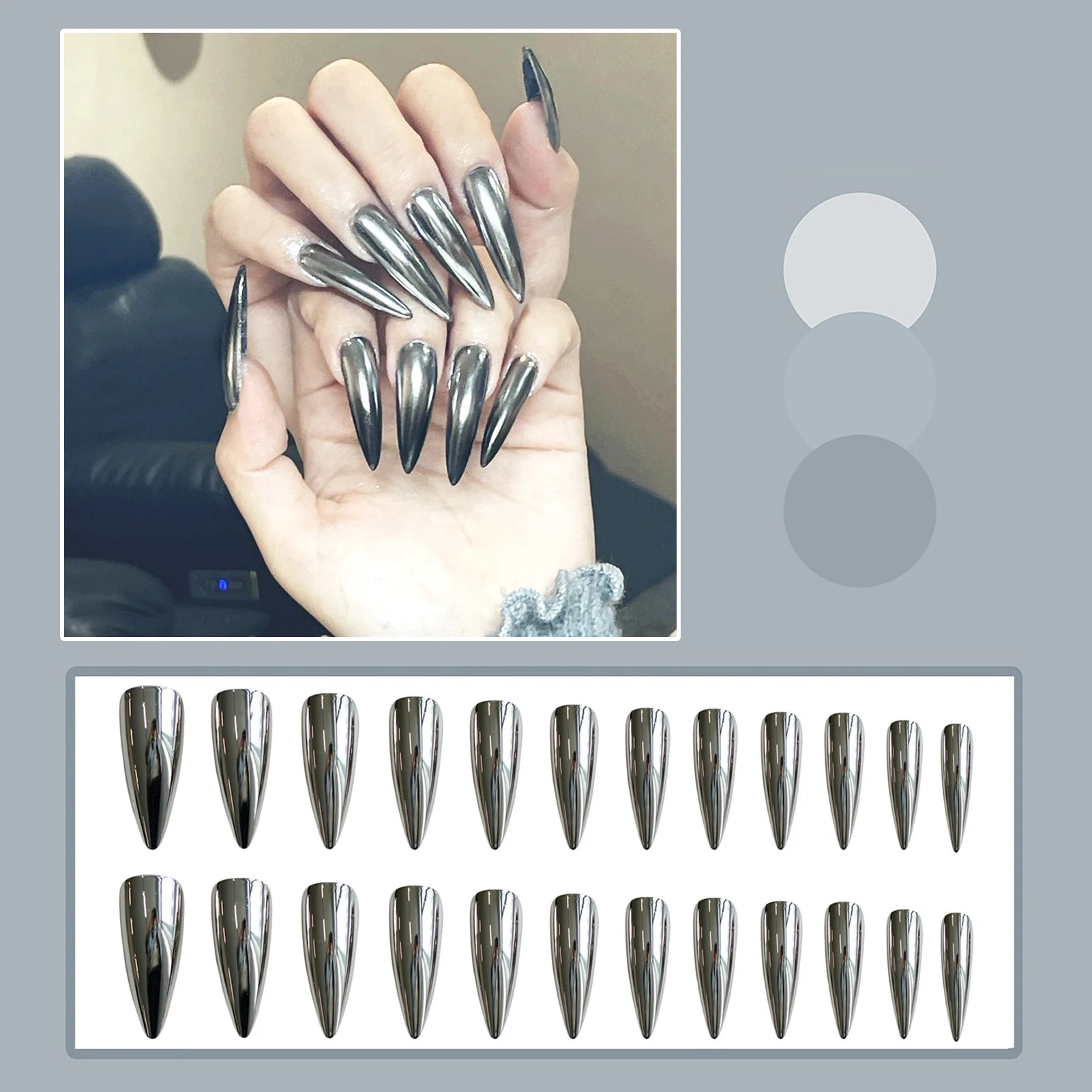 24pcs Thriller Style False Nails With Halloween Ant Bugs Pattern Wearable Press On Nails Ballet Black Punk Nail Art Decoration