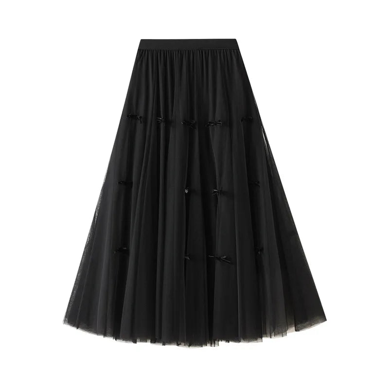 Women Skirt White Solid A-line Summer Simple Elegant Female French Style Fashion Vintage Long Skirt Oversized Women Skirt 0883