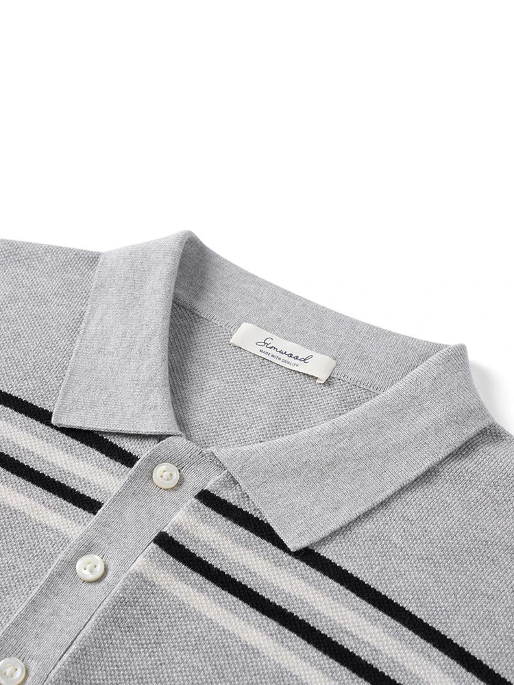 Oversize Striped Knit Summer Polo