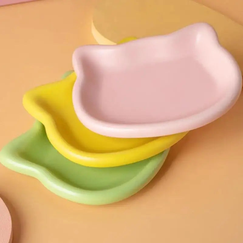 Pastel Cat Head Feeding Dish