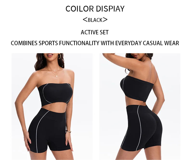 Women's Side Line Contrast Yoga Set Flat Seam Moisture Wicking Anti Rubbing Outdoor Workout Daily Trendy Fitness Two Piece Suit