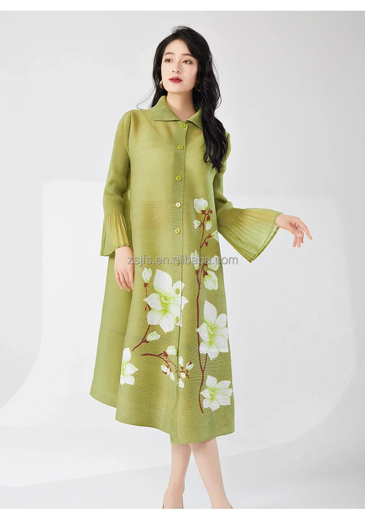Elegant Pleated Loose Maxi Dress
