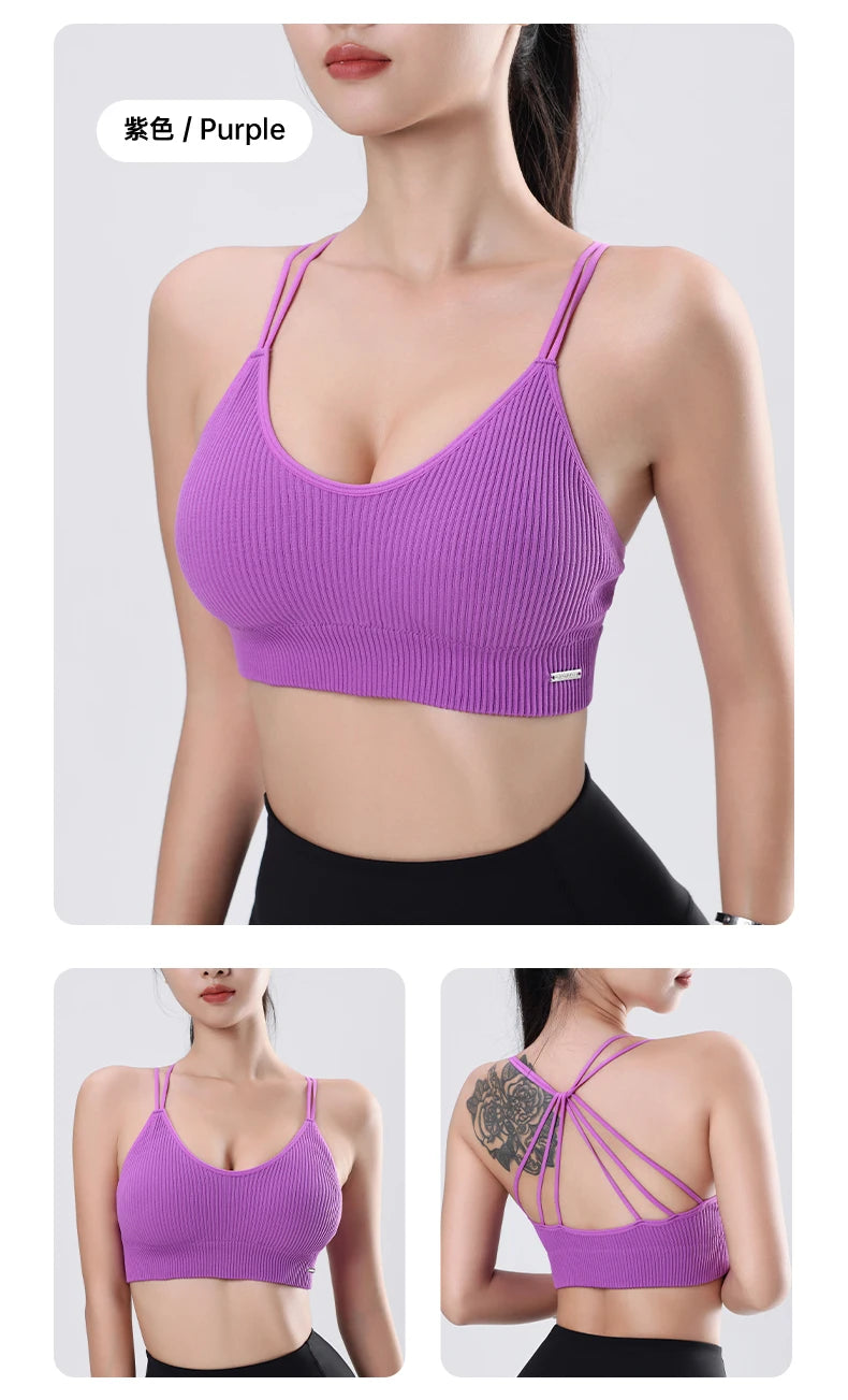 Women's Sports Bra Shock-proof Push-up Beautiful Back Cross Fitness Vest Top Gym Clothing Yoga Vest Running Sexy Fitness Bra