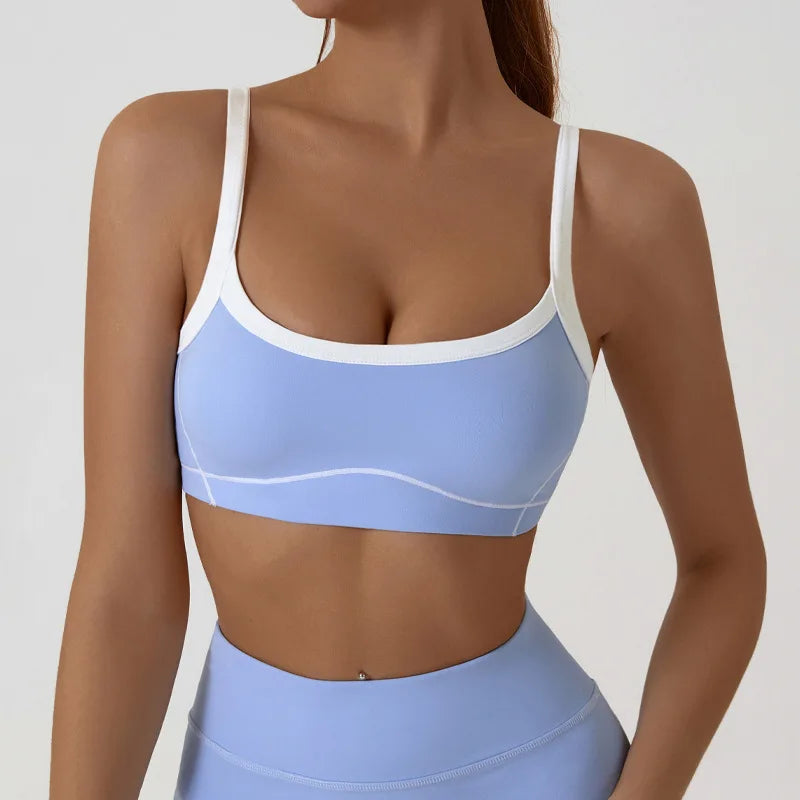 Yoga Sports Bra Color Clashing Shock Absorbing Brassiere Women Full Cup Breathable Gym Tube top Bra Yoga Workout Underwear