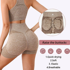 Women Seamless Yoga Set With Gym Shorts Sport Bras Brassiere Workout Tops And Fitness Leggings Clothing For Athletic Training