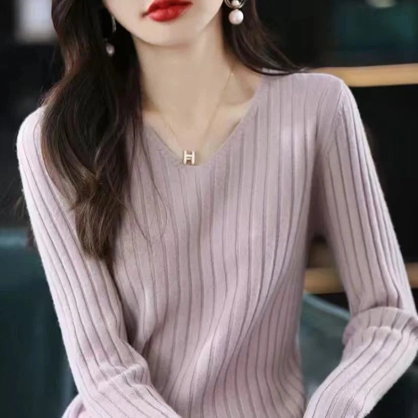 V Neck Office Knit Sweater
