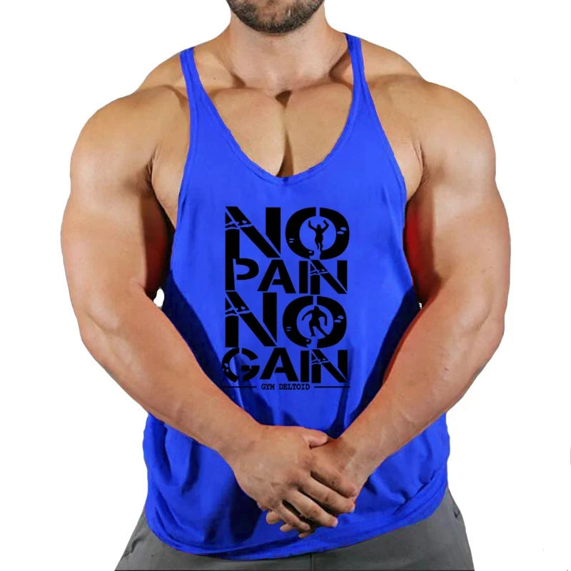 Gym T-shirts Muscle Men's Clothes Workout Fitness Shirt Singlets Tank Top Vest Man Sportswear Muscular Bodybuilding Stringer