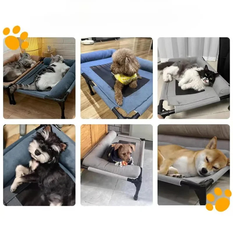 Pet Furniture Mesh Elevated Dog Beds Breathable Removable Raised Dog Bed With Soft Pillow Outdoor Dog Cat Bed Patio Sunbathing