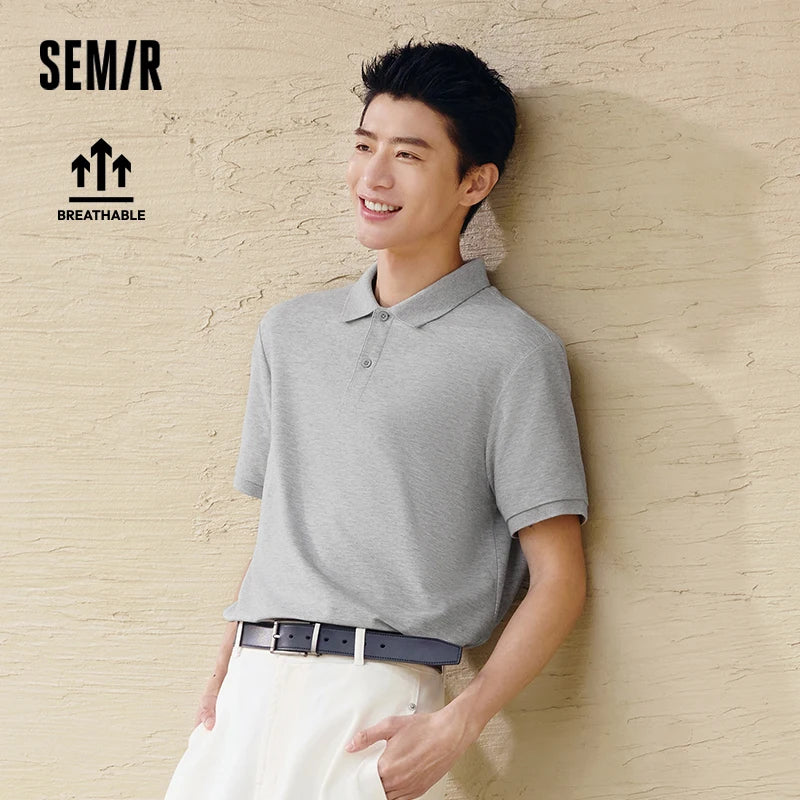 Semir Polo Shirt Men Moisture Wicking Solid Color Short Sleeve T-Shirt 2025 Summer New Slim Fit Top for Active Wear