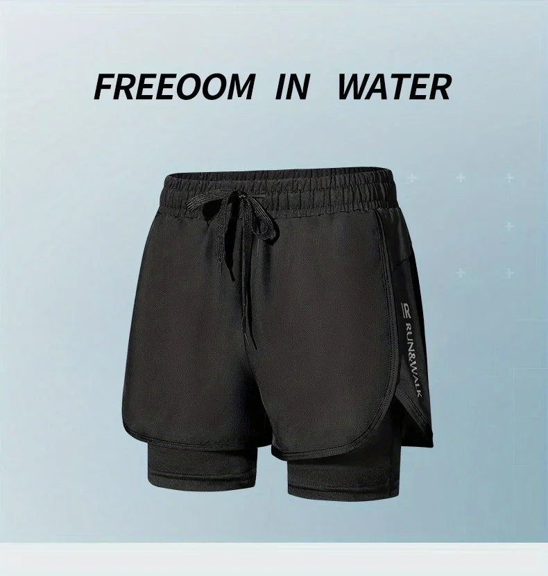 Men's Swim Trunks Quick Dry Athletic Shorts with Compression Liner for Beach Pool Running Gym