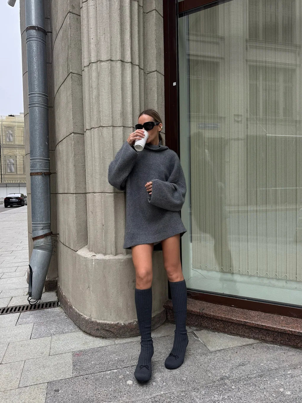 TOSSY High-Neck Knit Pullover