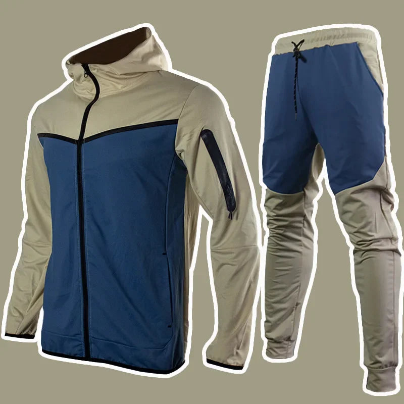 Luxury Brand Men Tracksuits 2-piece Set Black Sports Suit Tracksuits Jogging Men's Clothing Sweatpants Zip Sweatshirts Techwear