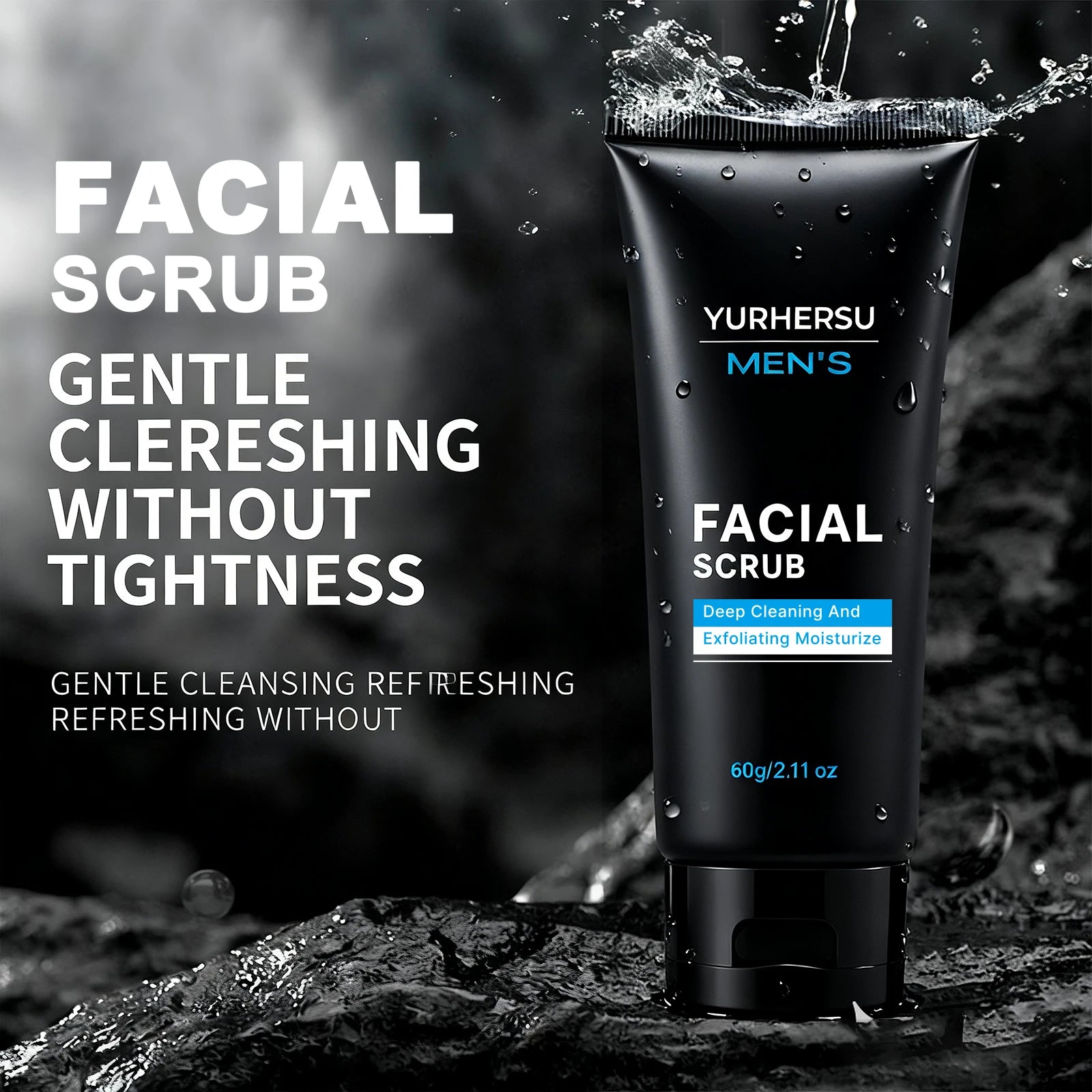 Oil Control Exfoliating Face Scrub for Men - Deep Pore Cleansing, Acne, Blackhead Removal, Oily Skin, Post-Shave, 60g