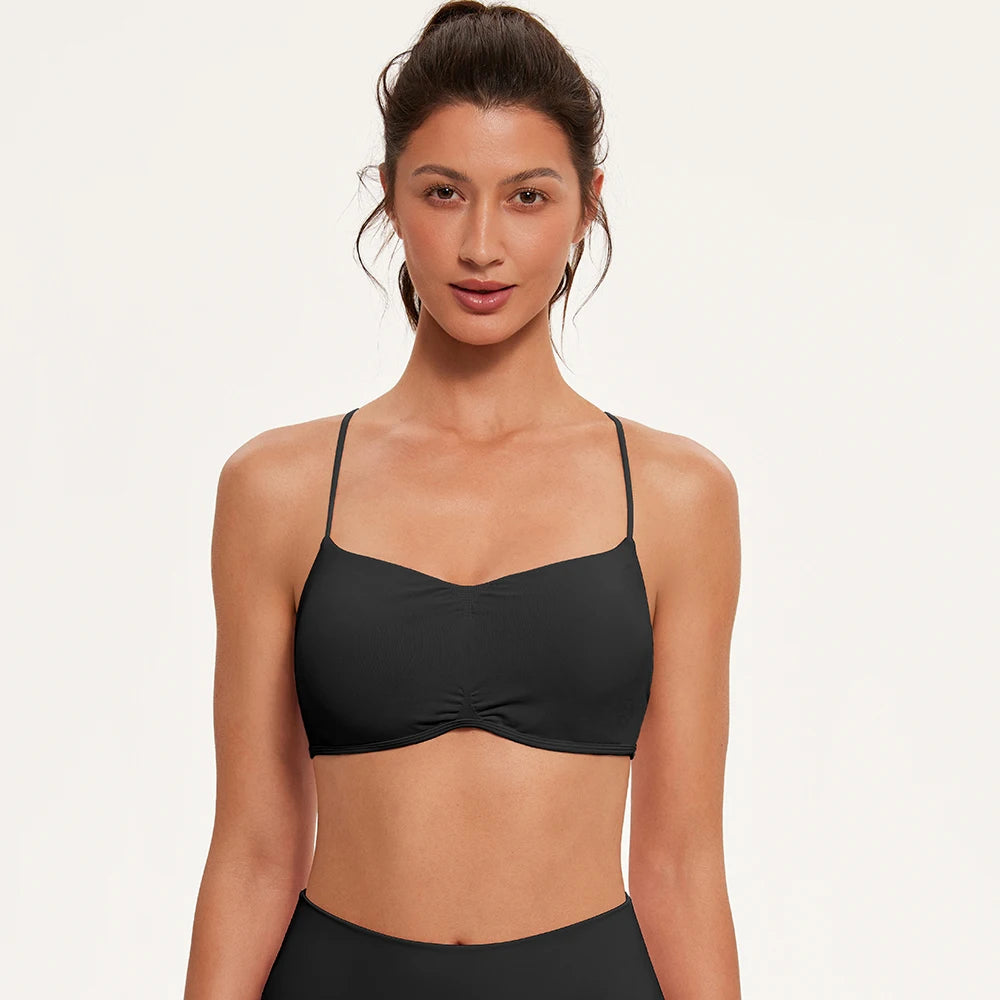 Sports Bras for Women Strappy Bras Open Back Shockproof Quick-Drying Yoga Bra Padded Gym Crop Tops Workout Fitness Bra Women