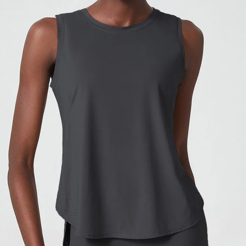 Yoga Sport Top Women Gym T Shirt Workout Clothing Wear Loose Cover Hip Shirt Quick Dry Vest Cropped Blouse Cool Tank Tops