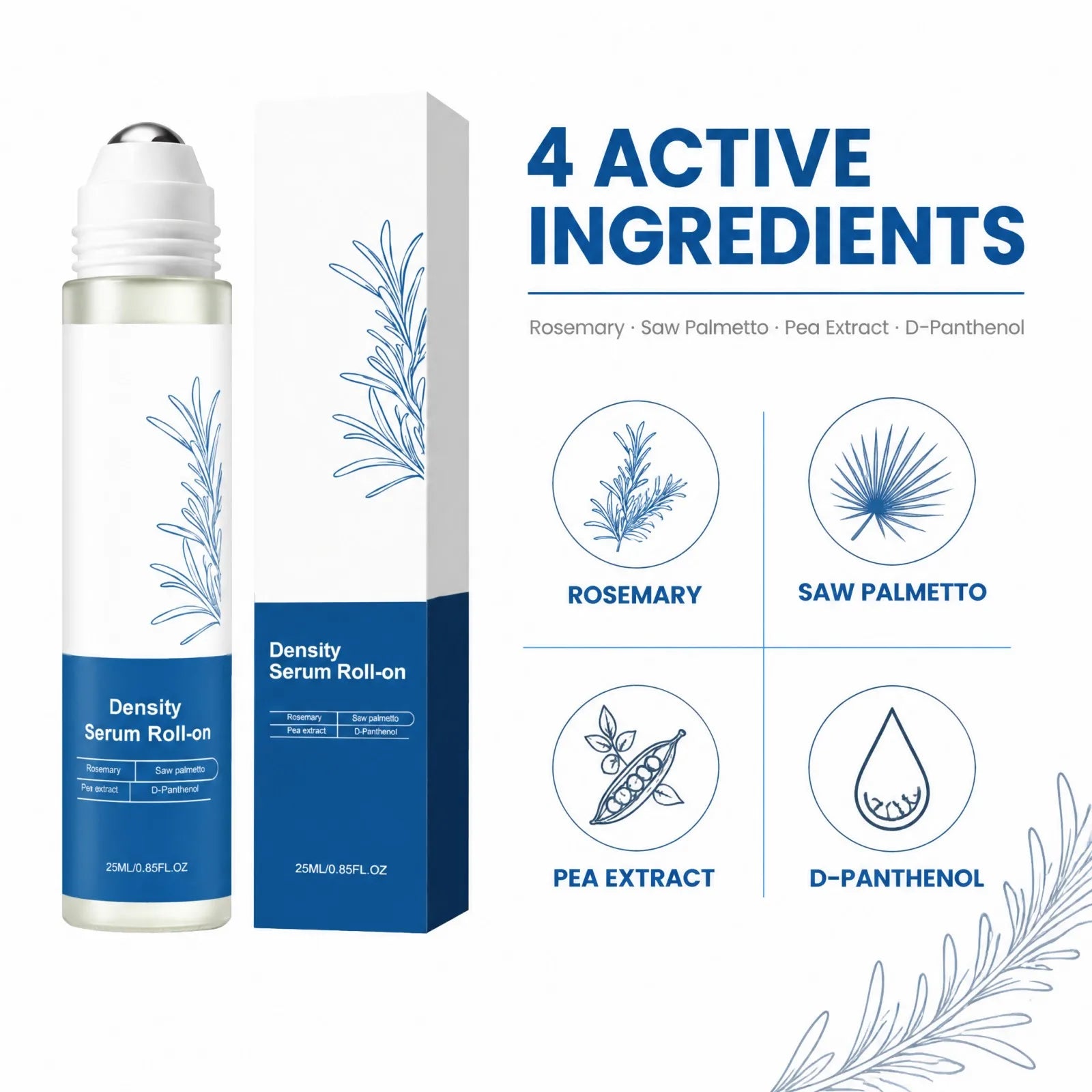 Roll On Hair Serum Leave In Care Scalp Oil Balancing Non Greasy Smooth Frizz Portable Touch Up with Rosemary Extracts 25ml