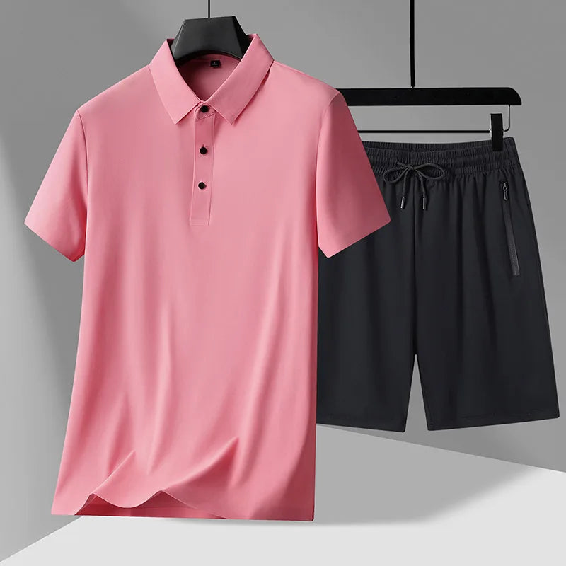 polo Shirts + shorts 2024 summer new style fashion Sportswear Men's Casual Sets Male Fashion shirts and shorts full size M-4XL