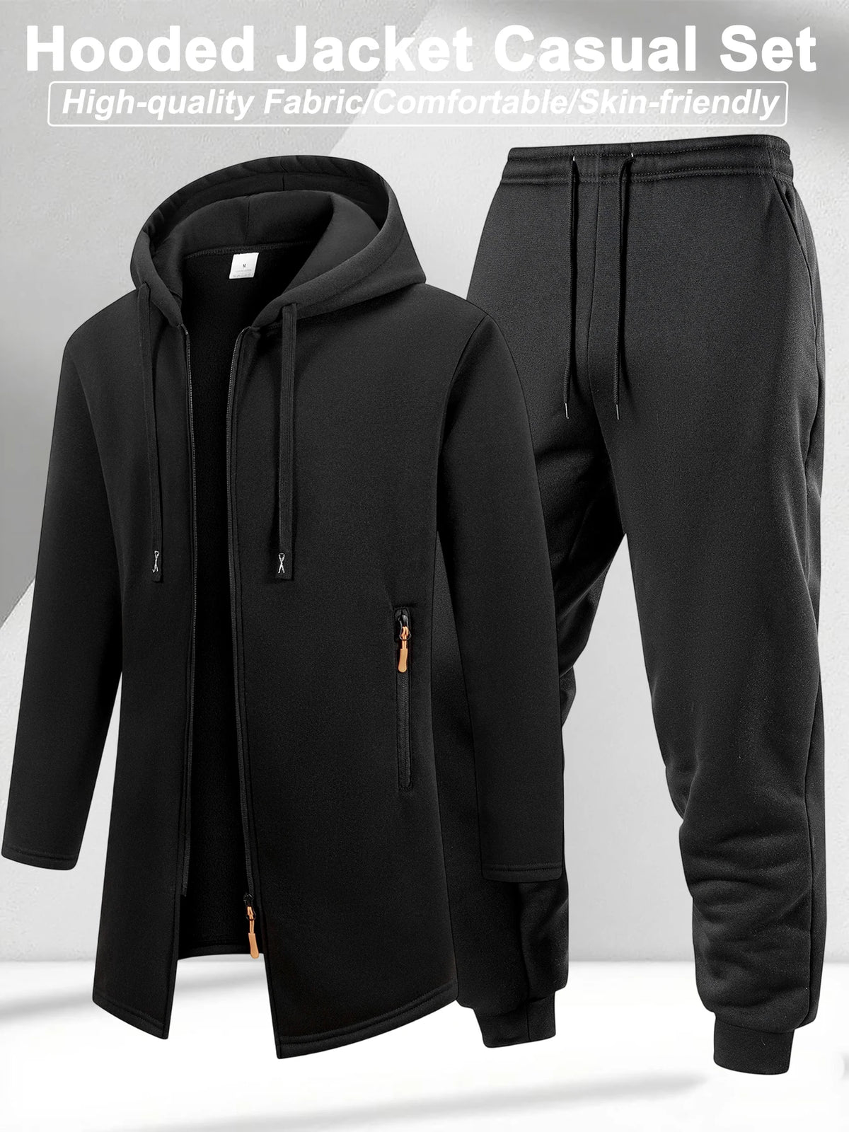 Men's Winter Casual Tracksuit Warm Zip-up Hoodie Jacket Sweatpants Set Daily Sports Jogging Suit Regular Fit Outdoor Sport Suit