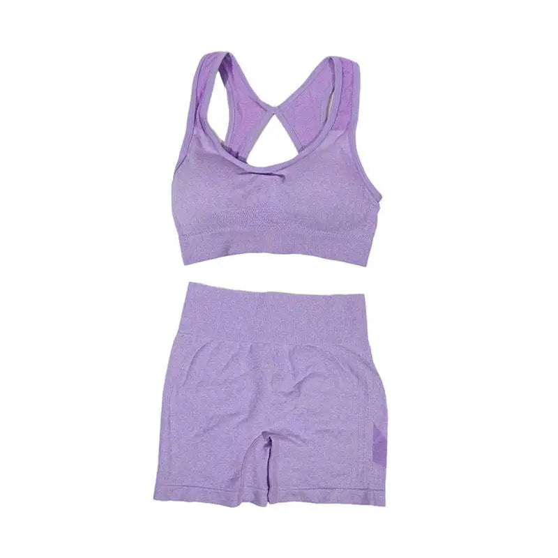 Women Yoga Shorts Sets High Waist Butt Lifting Workout Fitness Tights Tummy Control Gym Running Stretched Sportswear