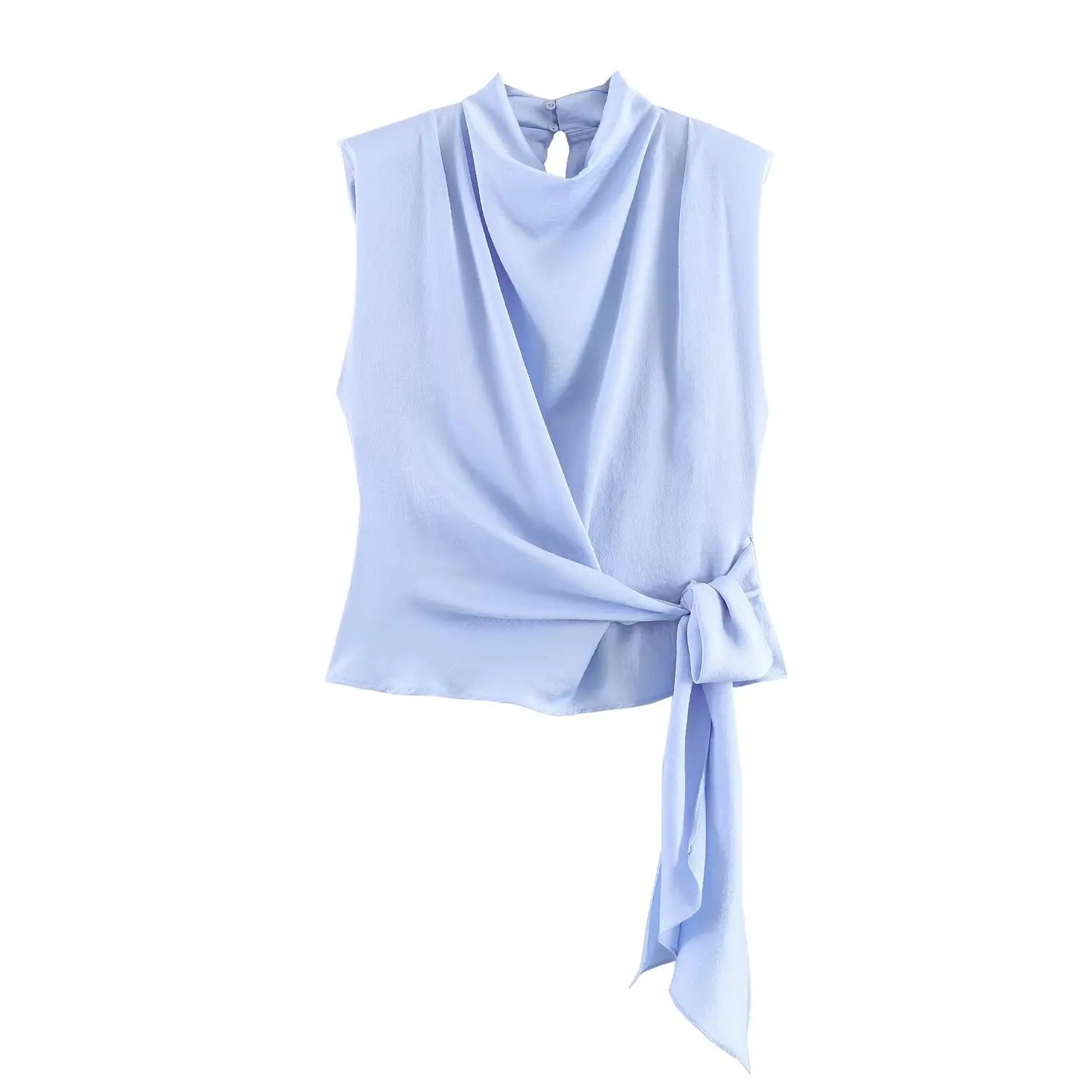 Women's Top 2026 Spring New Style Orange Sleeveless Satin Texture Long Ribbon Top Elegant and Stylish Unique Fashion Focus