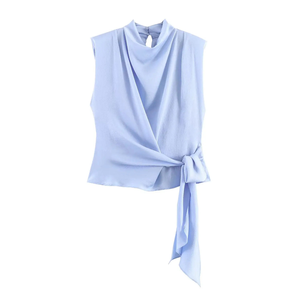 Women's Top 2026 Spring New Style Orange Sleeveless Satin Texture Long Ribbon Top Elegant and Stylish Unique Fashion Focus