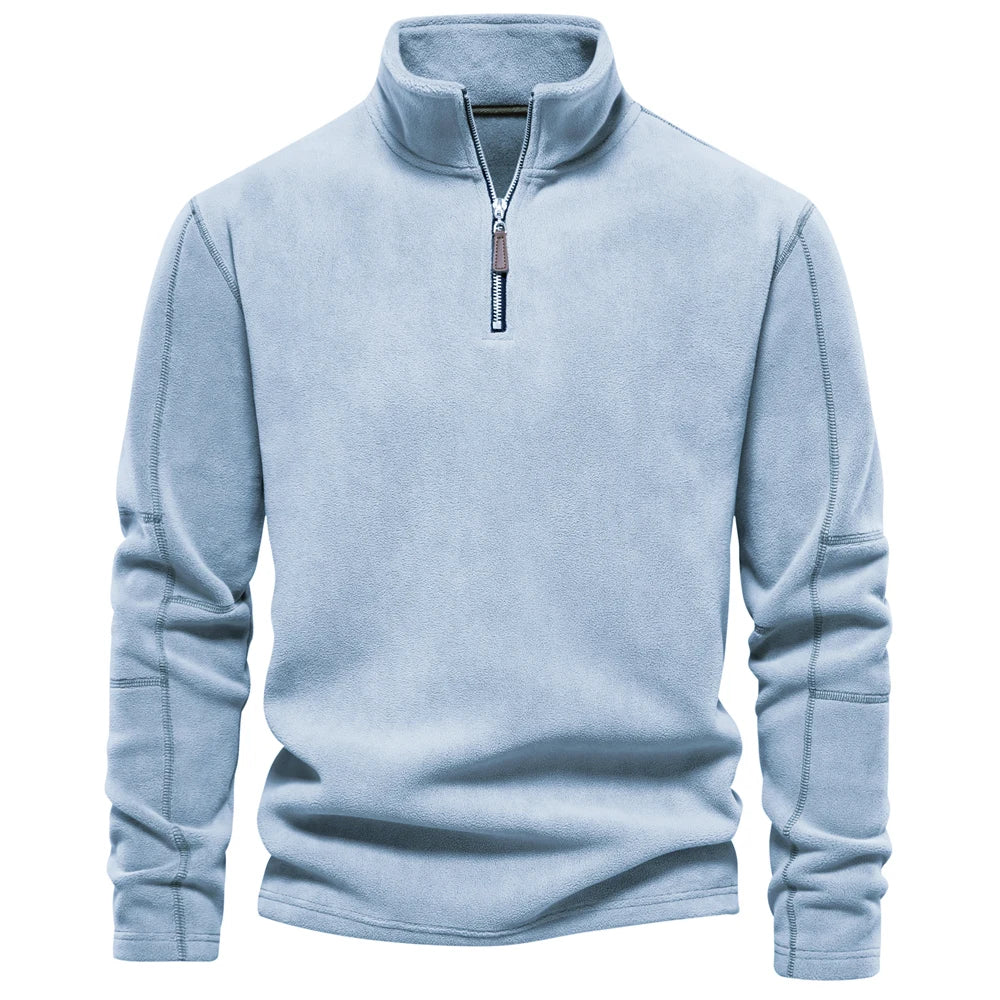 Thick Fleece Zip Neck Pullover