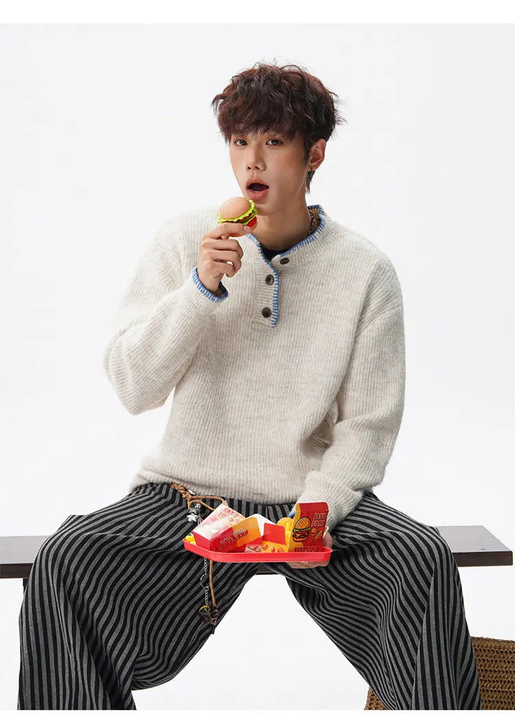 Korean Button Knit Pullover